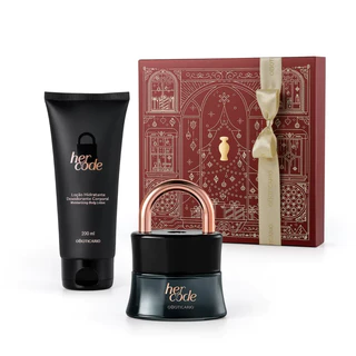 Kit Presente Natal Her Code (2 itens): Eau De Parfum 50ml + Loção Hidratante Corporal 200ml (Original oBoticário)