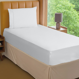 Jogo de Lençol Solteiro Branco Micropercal 400 Fios com Elástico Todo Conforto