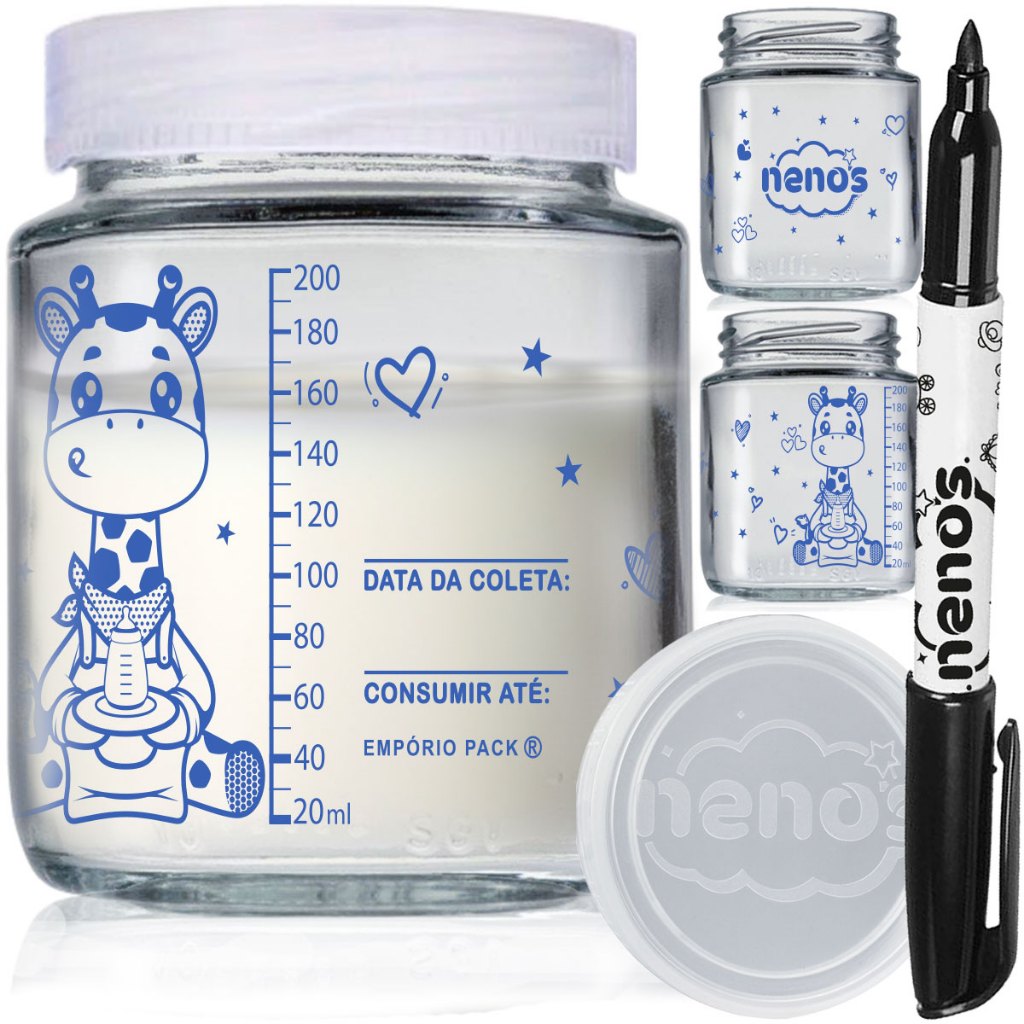 10 Potes de Vidro Armazenar Leite Materno ou Papinha com Graduação 200ml (Cap. 240ML)