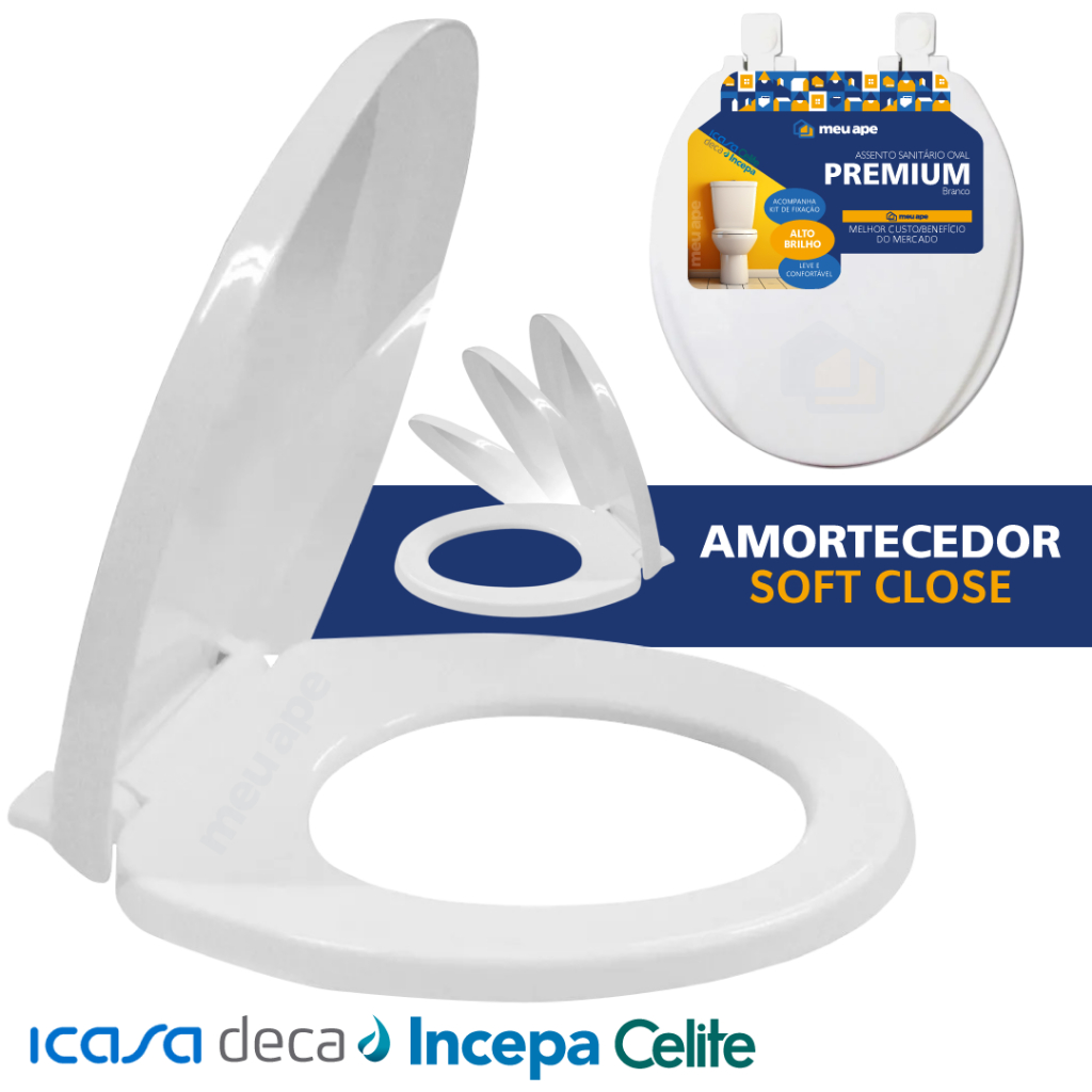 Assento Sanitário Tampa Vaso Oval Amortecedor Soft Close Deca Celite Icasa Incepa