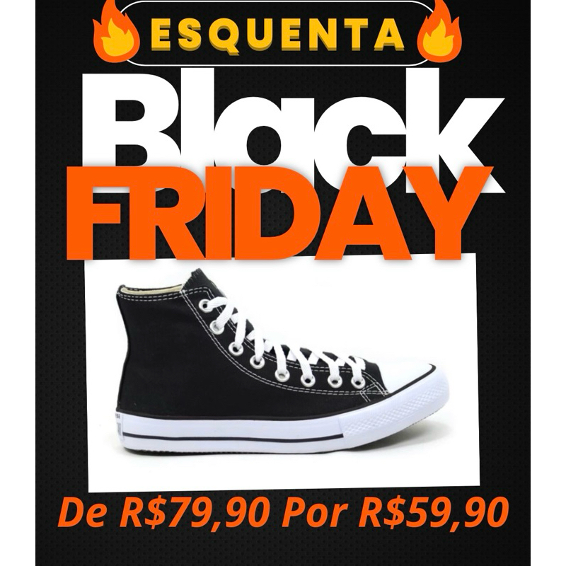 Tênis Cano Alto Botinha Preto Básico Tradicional Tecido Premium Masculino E Feminino Unissex
