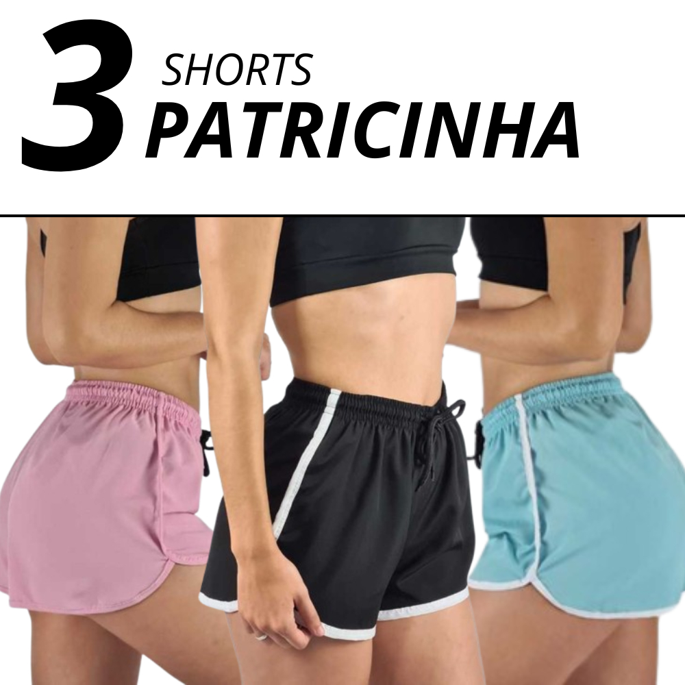 Kit 3 Short Bermuda Feminino Tactel Patricinha Shortinho Academia ...