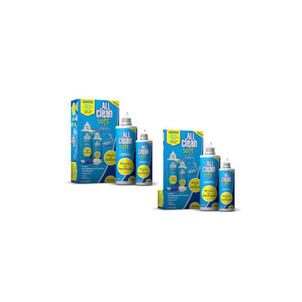 Kit c/ 2 unidades All Clean Soft Kit 350+120ml + Estojo para lentes de ...