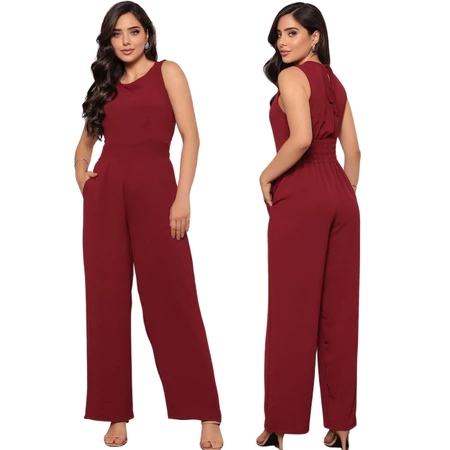 Macacão feminino longo social crepe duna