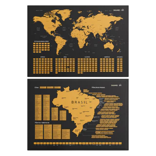 Mapas Raspadinha Mundi Do Brasil Viagem Lugares Visitados Bandeiras Presente Passeios Scratch Map