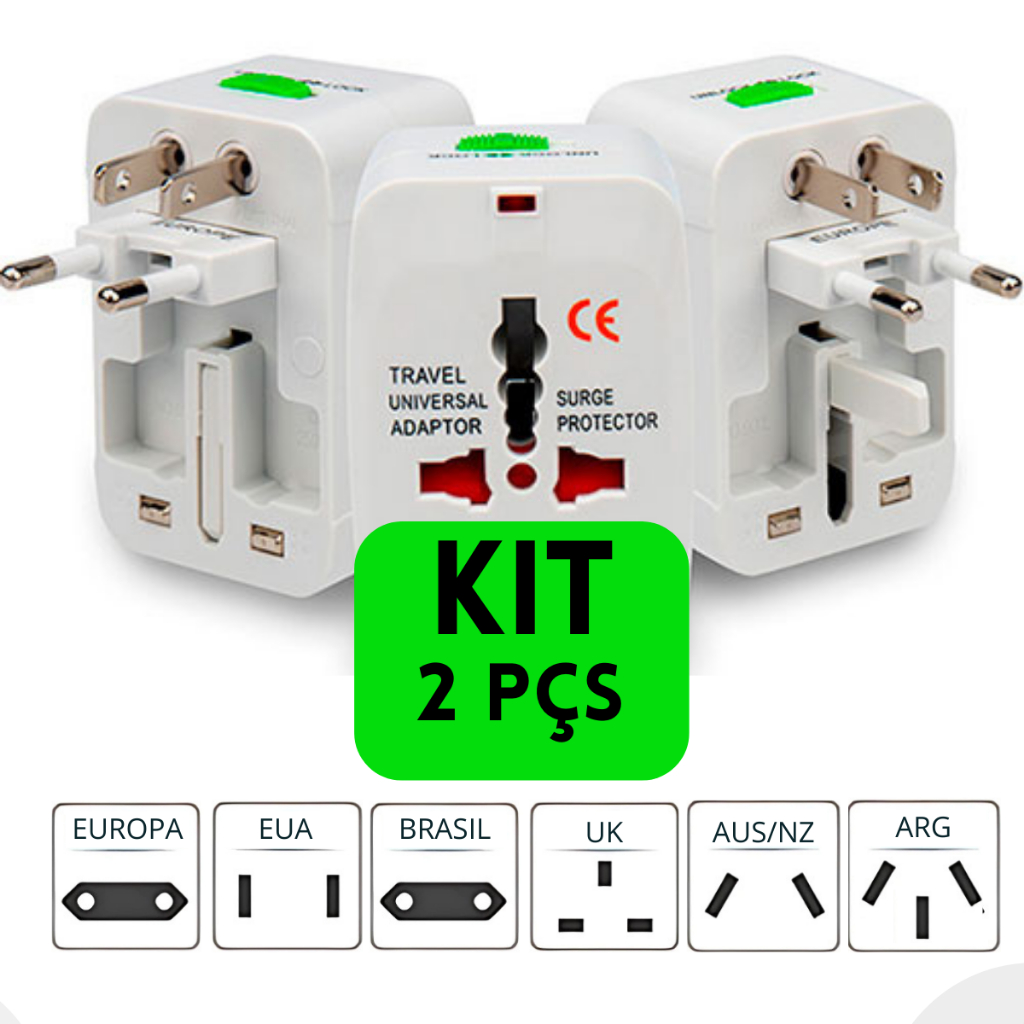 Adaptador De Tomada Universal Para Viagem Internacional Argentina Americana Europa Bivolt