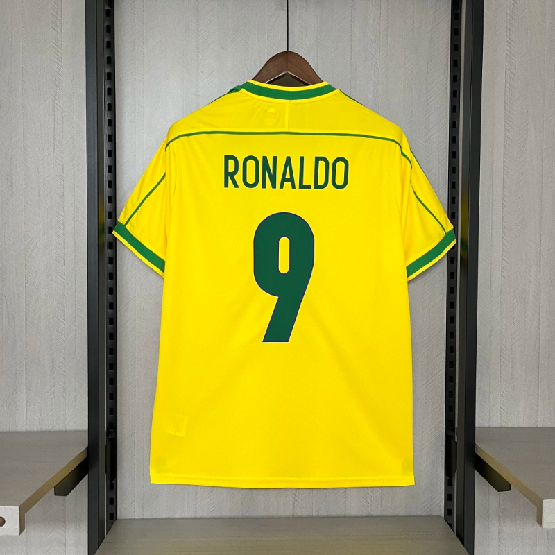 Camisa Futebol Retrô R9 Amarela Dry Fit - Envio Imediato