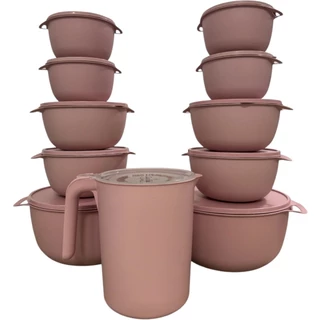 Conjunto Bowl Pote Plástico Redondo 10 peças + 1 Jarra OU 3 Peças, Microondas, Lava-Louças, Freezer