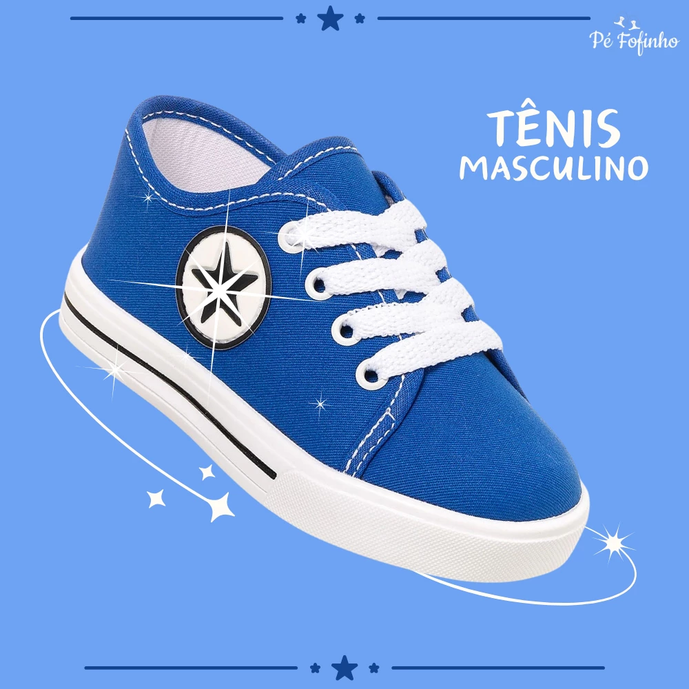 Tênis Infantil Menino Cano Baixo Star Casual Volta as Aulas Criança Leve Confortável 20 ao 30