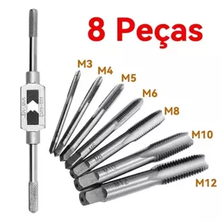 Jogo De Tarraxas Macho Para Abrir Roscas C/ 8 Peças M3 A M12 Resistente