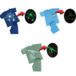 kit 3 Conjuntos Pijama de Verão Juvenil Infantil Menino Masculino e Menina Feminina que Brilha no Escuro do 01 ao 16 em Oferta na Shopee