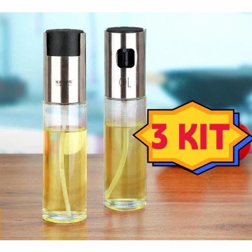 3 Spray Pulverizador Vidro Inox Borrifador Azeite Vinagreessenciais De Cozinha Promoções