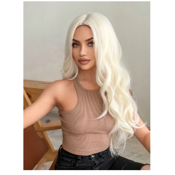 Peruca lace wig loiro claro Sem Franja