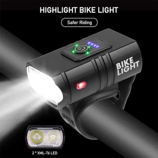 Farol Lanterna Para Bicicleta T6 2 LED Potente Lumens MTB À Prova D'água Bateria Recarregável 250mah