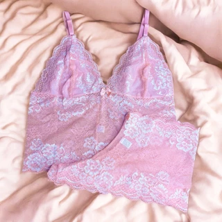 Conjunto Espera Marido Lingerie Calcinha Caleçon Renda Cropped Sutiã Sem Bojo Short