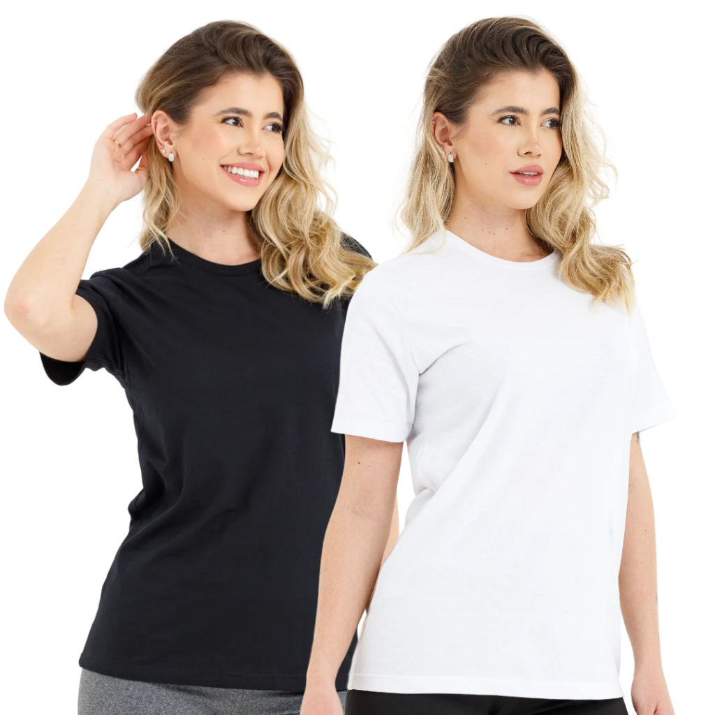 Kit Camiseta Feminina Básica Branca T-shirt 100% Algodão | Shopee Brasil