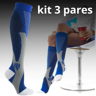 Kit 3 Pares Meias de Compressão Alívio de Varizes Dor e Fadiga para Homens e Mulheres Do 36 ao 40