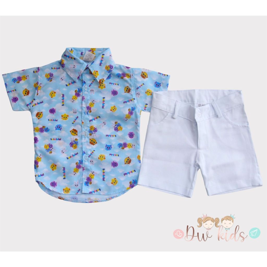 roupa bolofofos 1 ano masculino Camisa Bolofofos manga curta festa ...