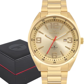 Relógio Technos Masculino Dourado Preto Original 1 Ano de Garantia