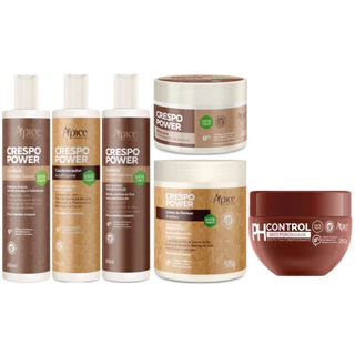 Kit Crespo Power Apse Tratamento Capilar Anti Porosidade Completo 6 Produtos Ph Control Vegano