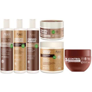 Kit Apse Crespo Power Anti Porosidade Tratamento Capilar Completo 6 Produtos Ph Control Vegano