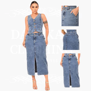 SAIA AVULSA Jeans Longa Fenda Frontal