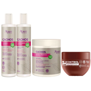 Kit Apse Cachos Antiporosidade Shampoo Condicionador Ativador De Cachos + Mascara Ph Control 280g