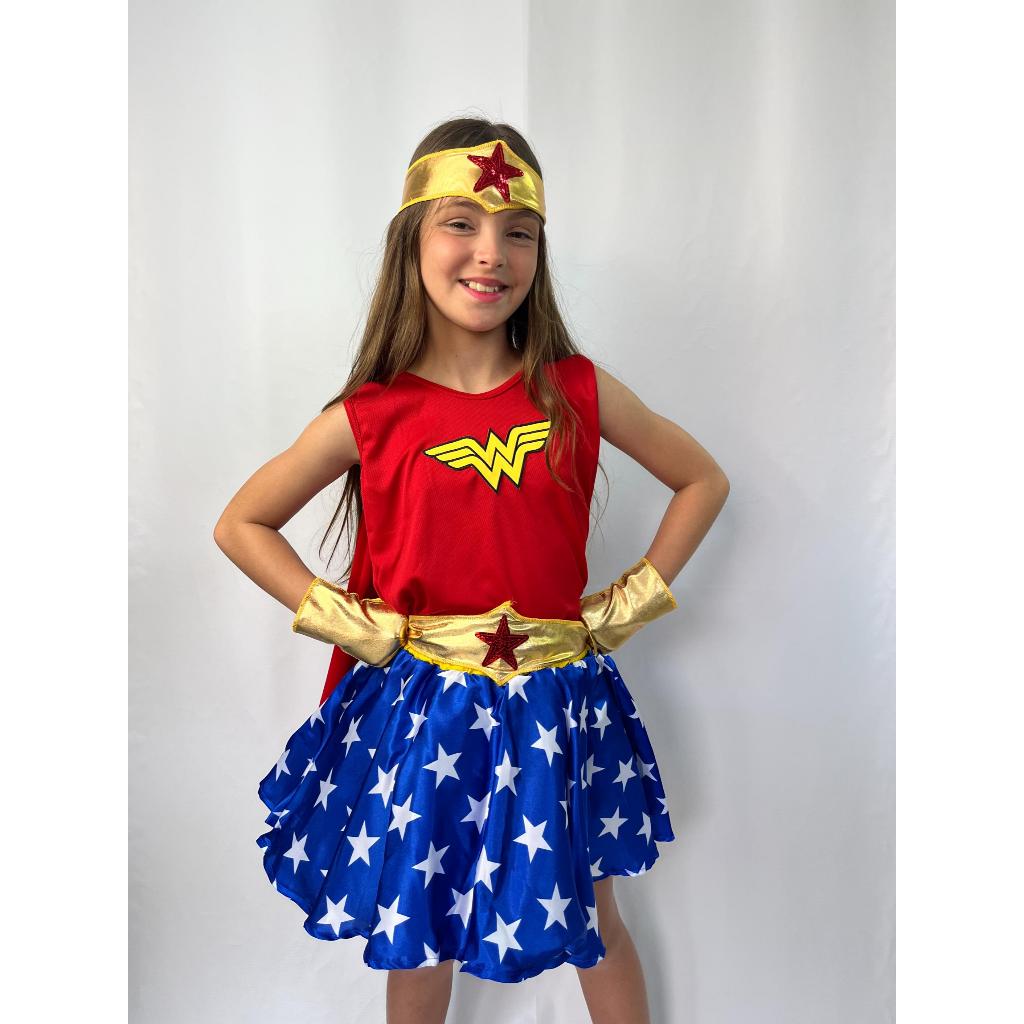 Fantasia Mulher Maravilha Infantil Luxo Shopee Brasil