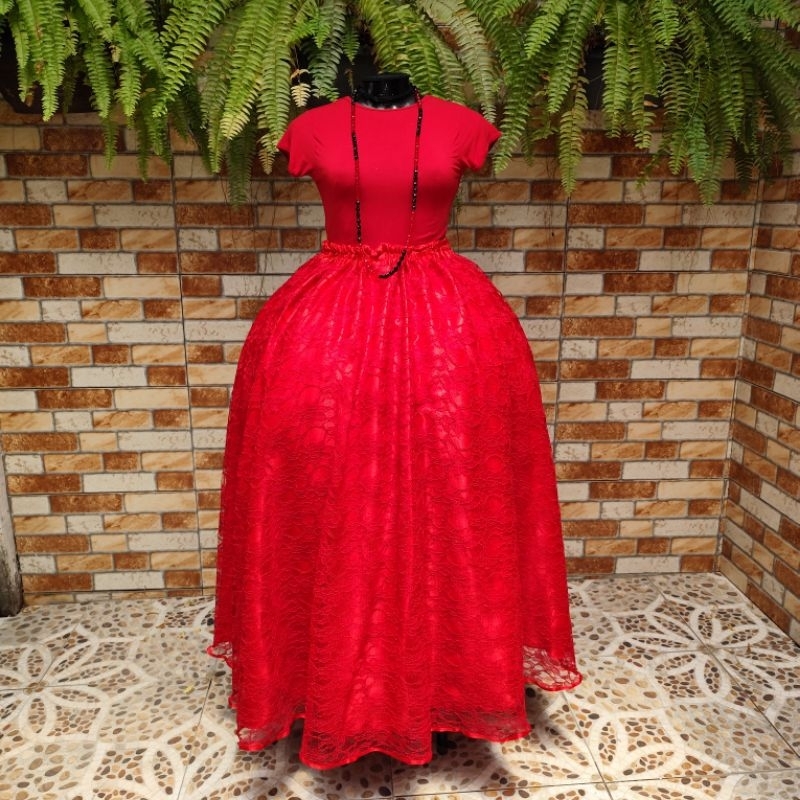 Saia de renda vermelha com forro vermelho - Pombagira | Shopee Brasil