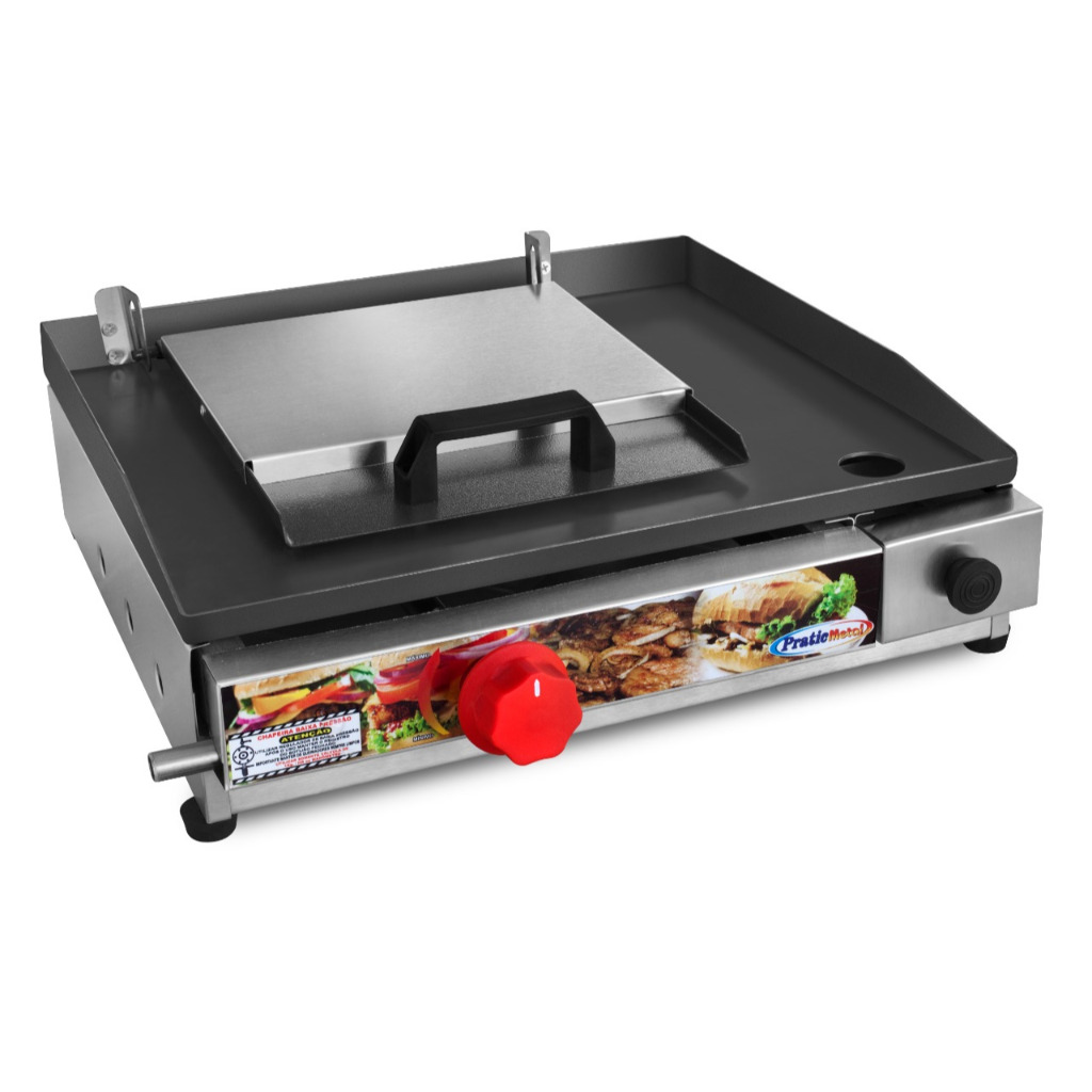 Chapa Chapeira De Lanche Hamburgueria Hot Dog Com Prensador 