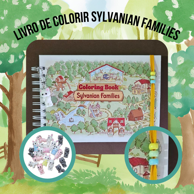 Livro de Colorir Sylvanian Families A5 180g 50 páginas Estilo Bobbie Goods