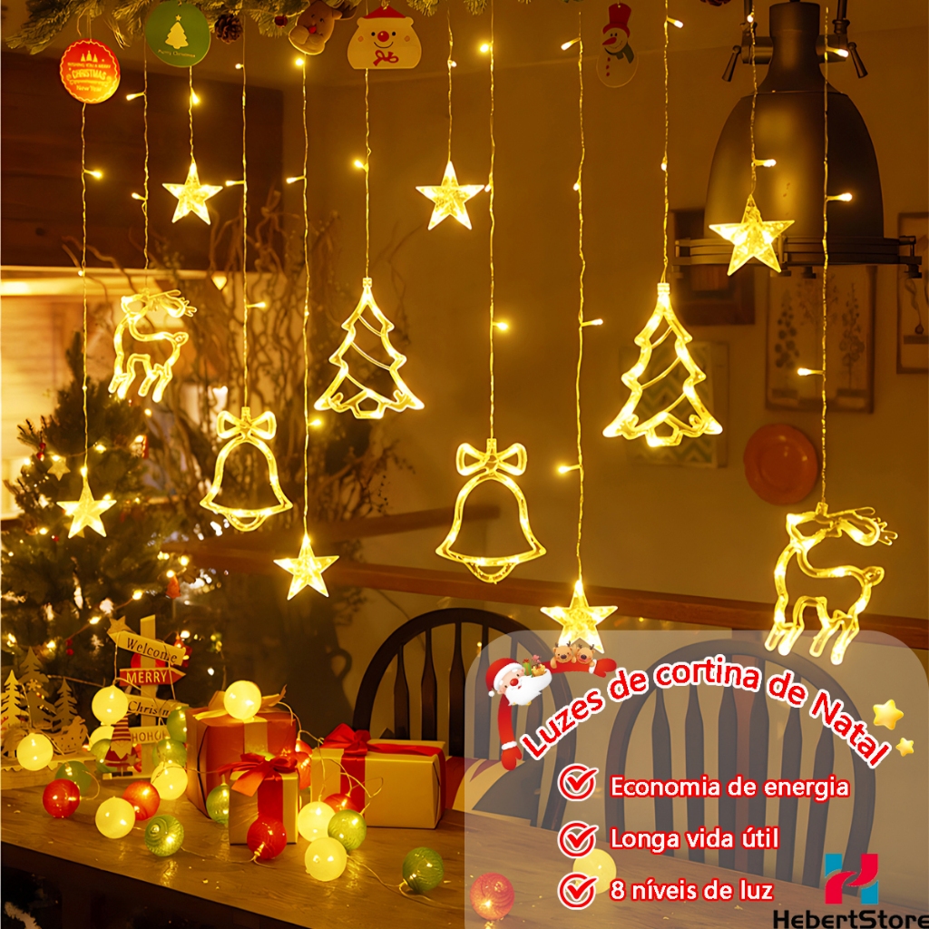 Luzes De Natal Pisca De Cordão De Luzes Para Decoração De 8 Funções 3,5 ...