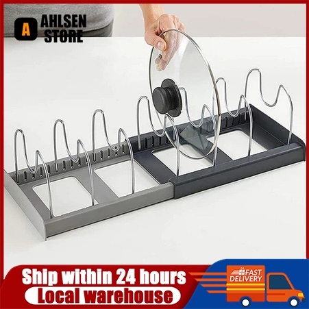 Aço inox Suporte Organizador Expansível Cozinha Escorredor Prato Panela Tampa Porta Louça AHLSEN