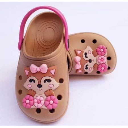 Sandália infantil feminina babuche para menina papete raposinha feliz