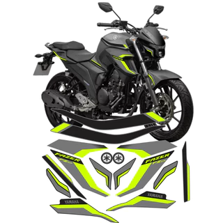 Kit Faixas Adesivos Yamaha Fz25 2024 Abs Cinza Verde Laminado Serve na 2016 a 2024