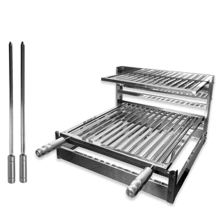 Suporte Grill para Churrasqueira Apoiar Espeto e Grelha Em Inox Suporte Suspenso Premium