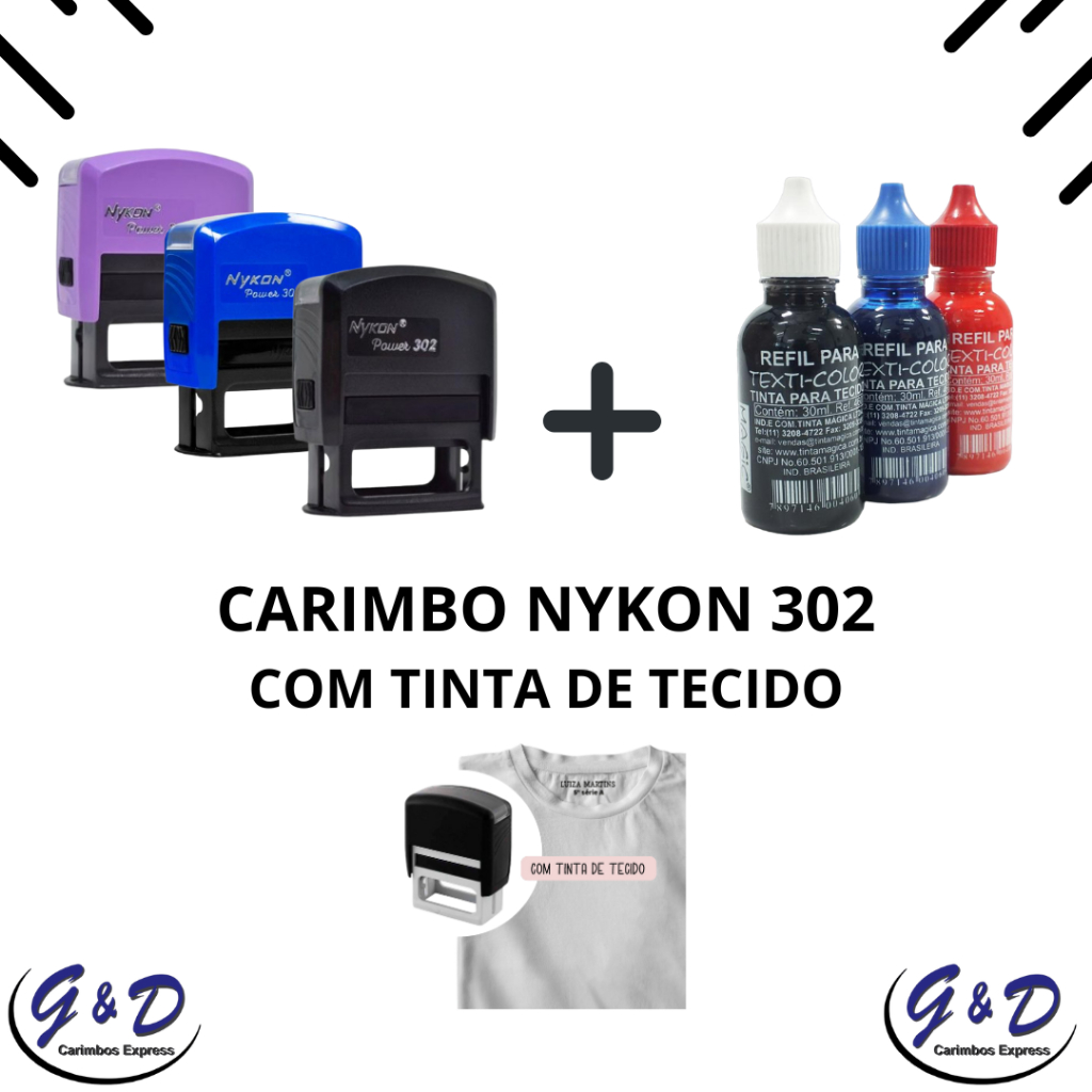 Carimbo Personalizado Nykon 302 Para Marcar Roupa - Medida 14x38
