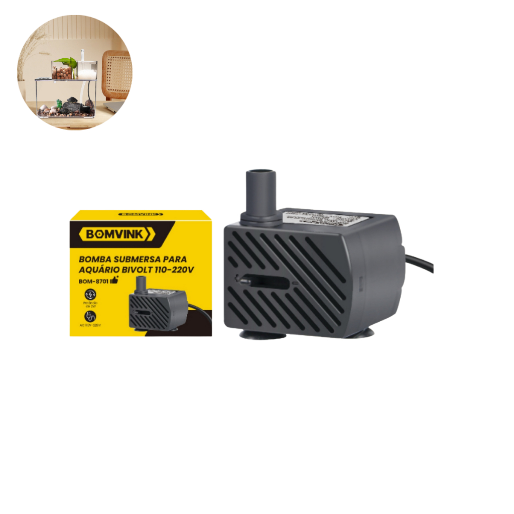 Mini Bomba Submersa Para Aquários Ajustável Circulação De Água Bivolt ...