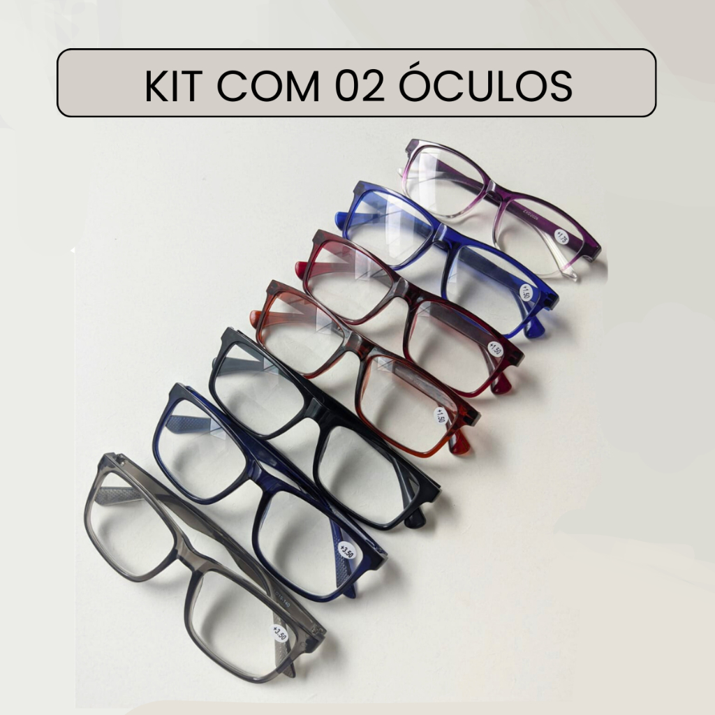 Kit com 2 Óculos de Grau para Leitura / Trabalho / Descanso Unissex ...