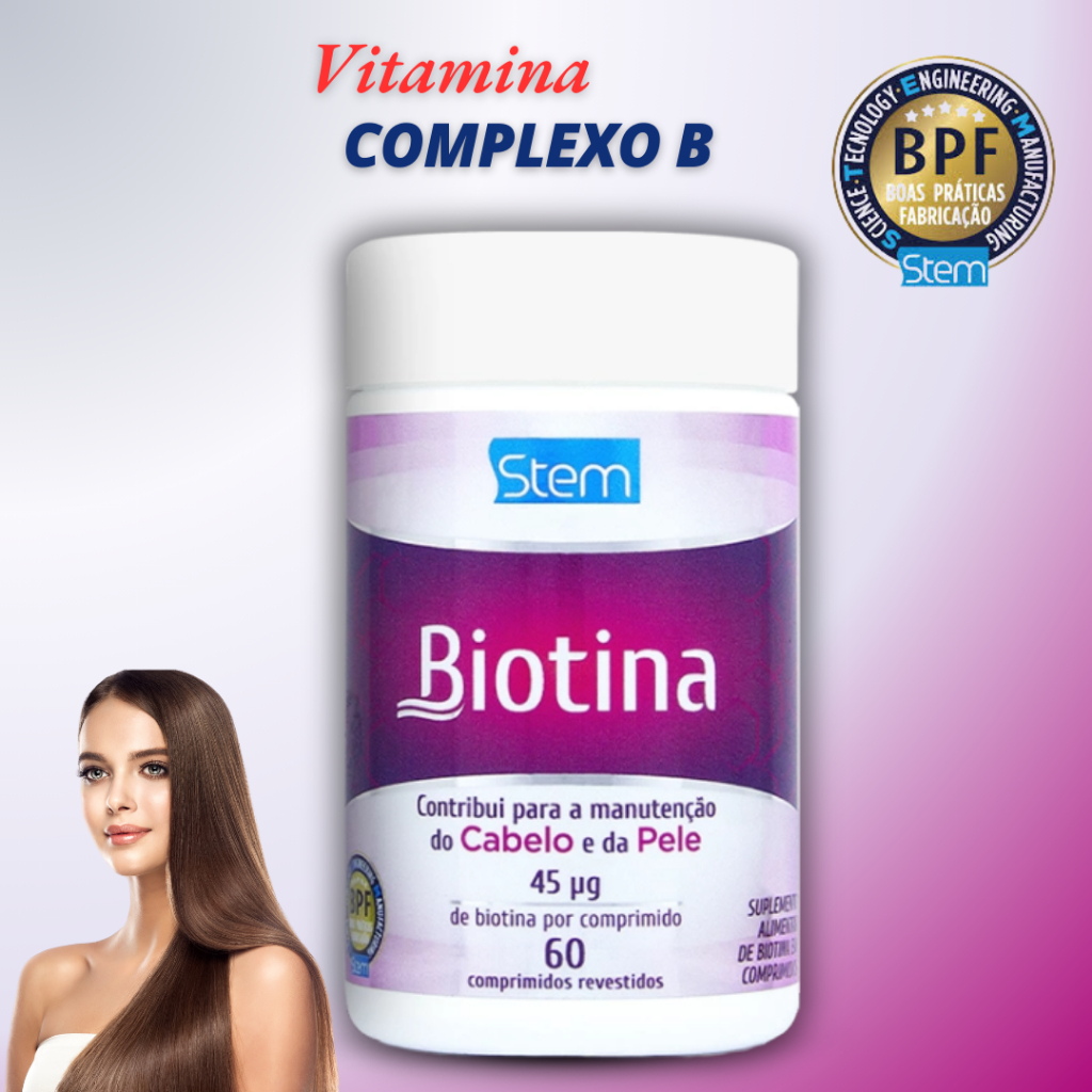 Biotina vitamina B7 cabelo pele e unhas 60 comprimidos - Stem ...