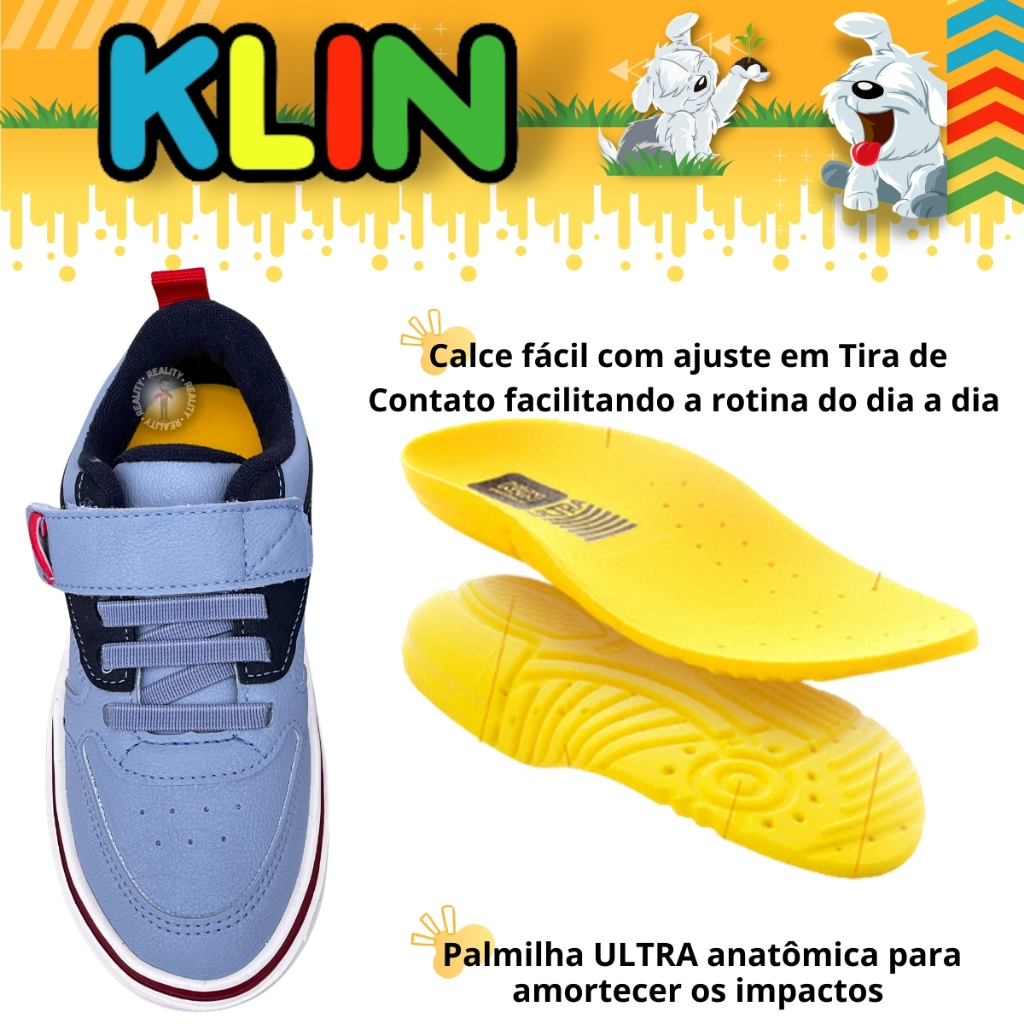 Tênis Infantil Masculino Sem Cadarço Klin Mnino Anatômico