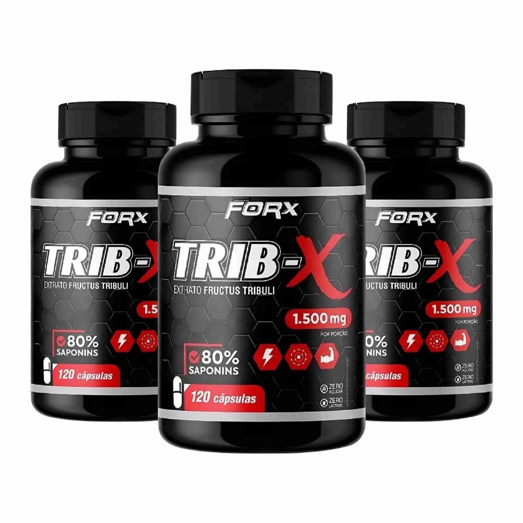 KIT 03 TribX 1500mg 120 cápsulas 80% Saponins ForX | Shopee Brasil