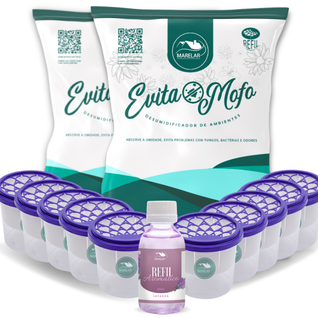 Cloreto de Cálcio Antimofo em bolinhas - 2kg + 10 Potes + Essência