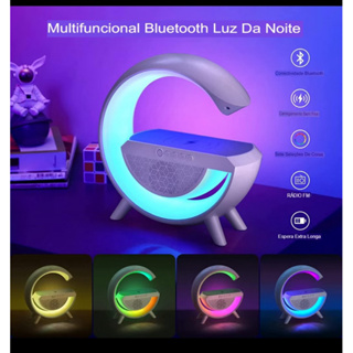 Caixinha De Som G Speaker Com Rel Gio Lumin Ria Bluetooth Carregador Sem Fio Led Rgb Com Rel Gio