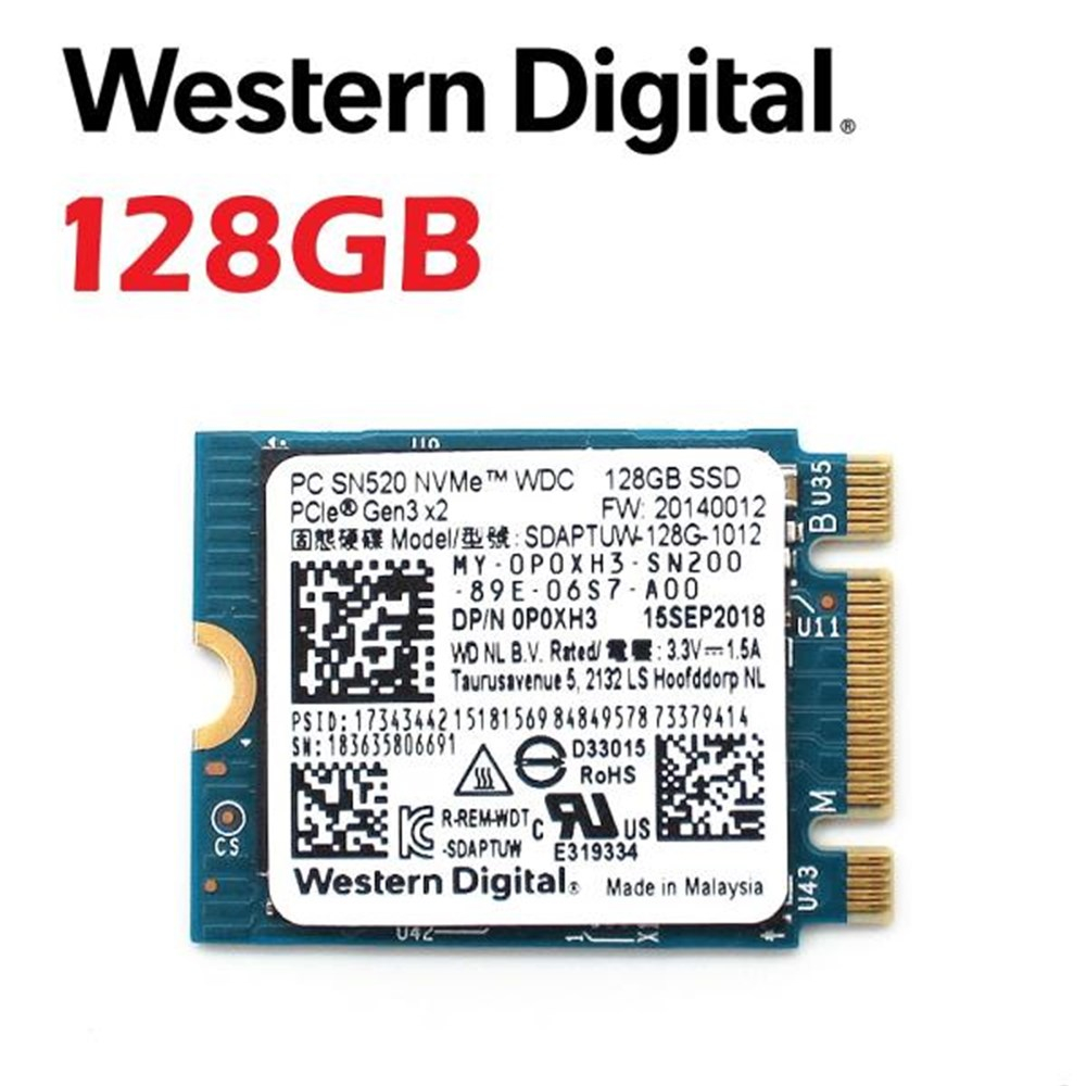 SSD M.2 NVMe 128GB Western Digital (WD) SN520 Gen3x2 - Tamanho 2230 ...