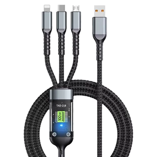Cabo Carregador Turbo 3 em 1 Carregamento Rápido 100W Original Inova