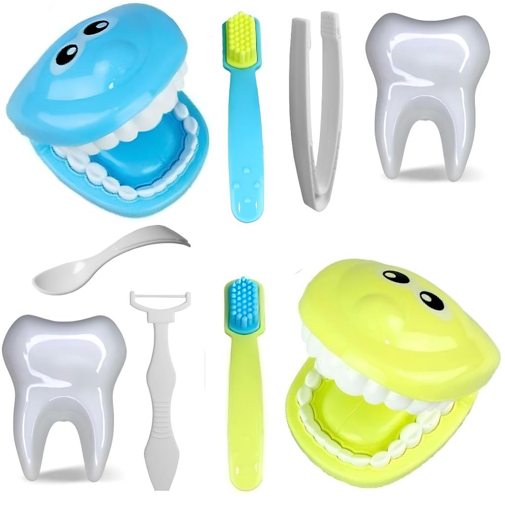 Brinquedo Educativo Kit Dentista Com Boca Dente Acessórios- Ensina a ...