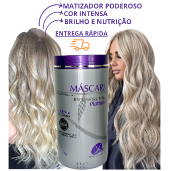 Máscara Matizadora para cabelos Loiros Platinado Brancos Tonalizante ...