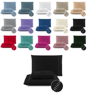 Kit Lençol Cama Casal Queen King 400 fios Micropercal 03 Peças Ponto Palito Berço Solteiro 02 Peças em Oferta na Shopee