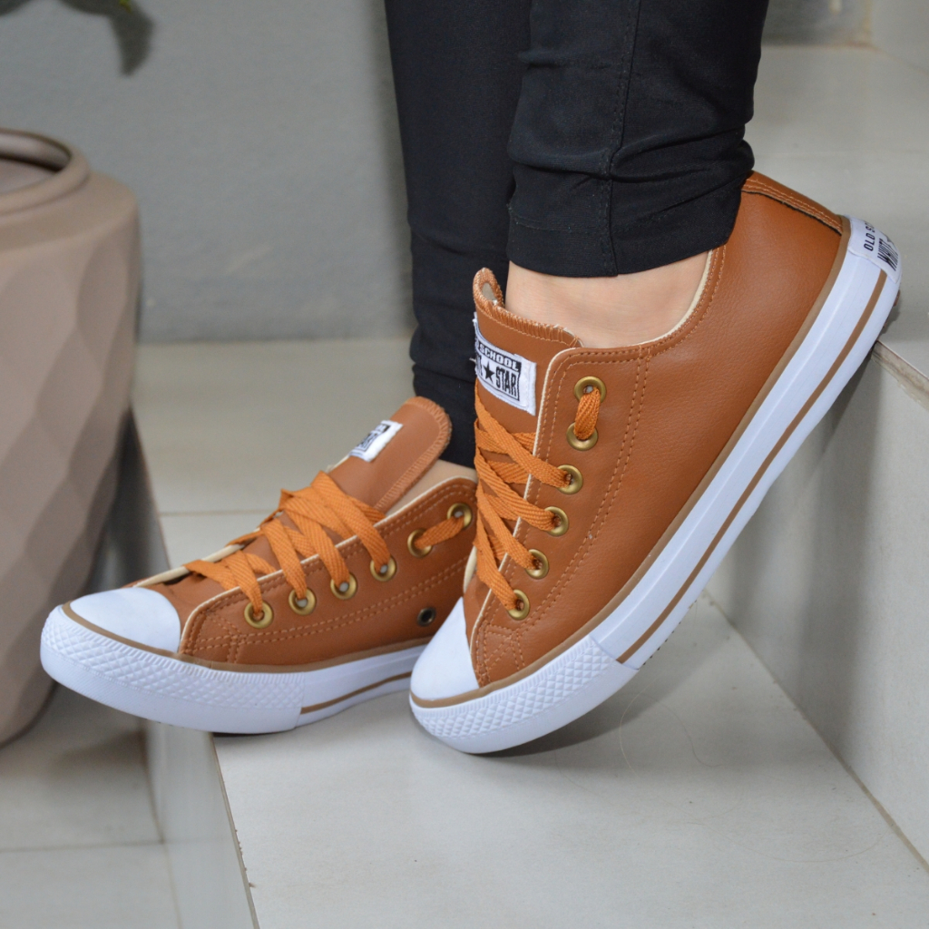 All Star Caramelo Couro Feminino Couro Caramelo All Star Marrom